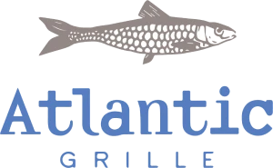 Logo of "Atlantic Grille" featuring a stylized fish above blue text.